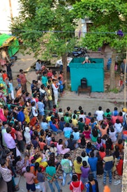 Traveling puppet show in Madhya Pradesh, India