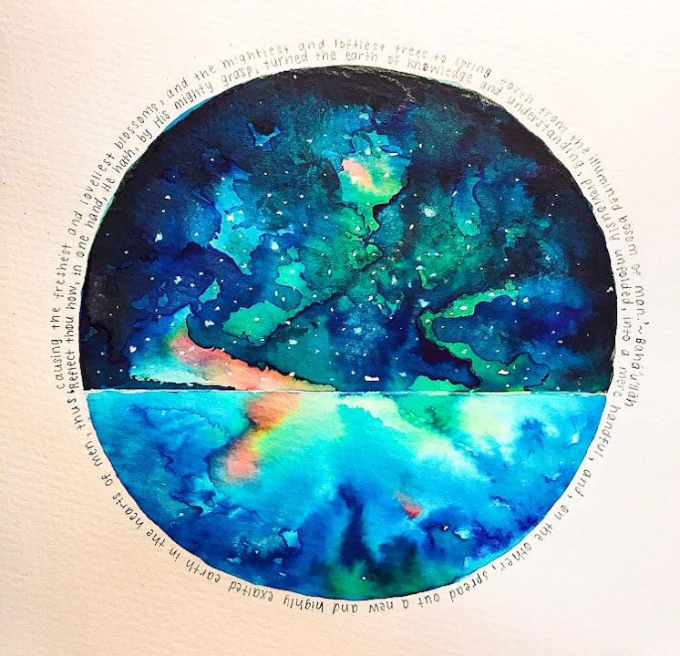 Aquarelle inspirée des écrits de Bahá’u’lláh