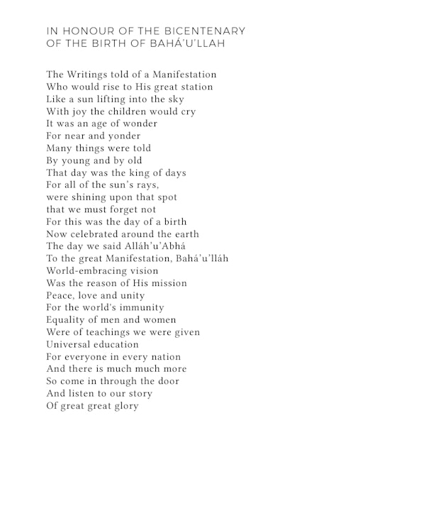 Un poème honore le bicentenaire